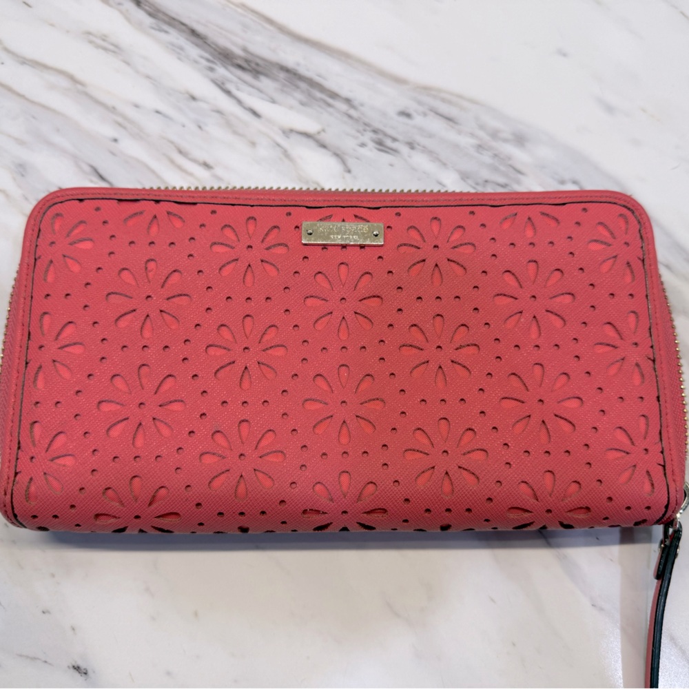 Kate Spade Pink Floral Cutout Wallet